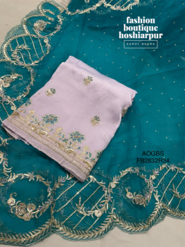 PARTY WEAR UNSTITCH ORGANZA SUIT IN LAVENDER COLOR WITH CONTRAST FEROZI DUPATTA