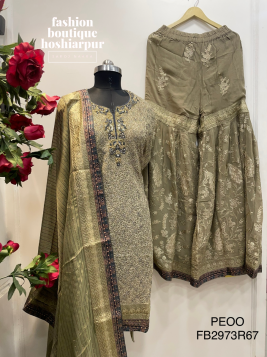 BROWNY SHADE GEORGETTE SHARARA WITH SEMI STITCHED SHIRT AND DUPATTA