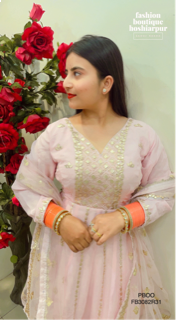 BABY PINK PLAZO WITH LONG GEORGETTE ANARKALI AND DUPATTA