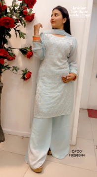CHINON PLAZO SUIT WITH PEARL EMBROIDERY