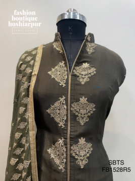 FRONT CUT SILK SEMI STITCHED SHIRT WITH UNSTITCH BOTTOM AND HEAVY DUPATTA