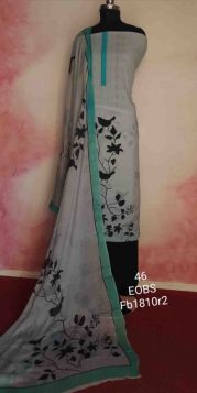 VERY BEAUTIFUL SPARROW BLACK PRINT ON OCEAN BLUE COTTON SUIT