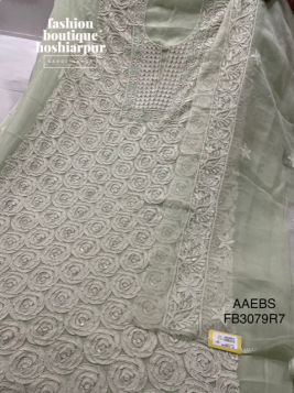  FLOWER EMBROIDER WITH PEARL ON ALL SUIT IN MINT GREEN PASTEL COLOR