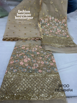 GOLDEN UN STITCHED NET SUIT ON ALL SEQUIN WORKED + THREAD