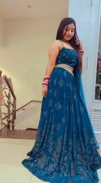 ATTRACTIVE OLYMPIC BLUE SHADE OF SHARARA PARTY WEAR