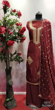 Heavy embroidered party wear suit with sequence and thread work with heavy dupatta