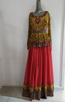 Beautiful frilled Best for Mehendi  Georgette Long Dress