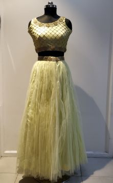 Lemon girlish net lehenga light weighted