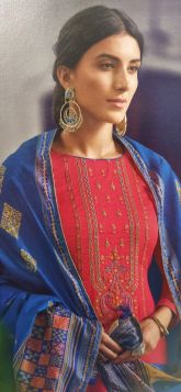 Cotton suits with thread work, printed cotton dupatta