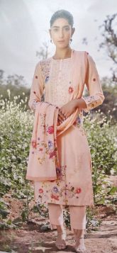 Cotton printed suits with pearl and thread work
