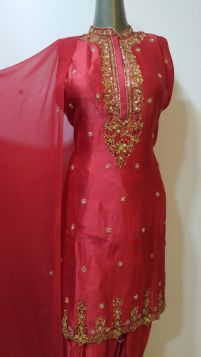 Stylish high neck embroidered salwar kameez
