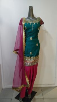 Front and back full embroidered gottapatti pure silk suit
