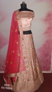 Very elegant gotta patti embroidered baby pink lehenga