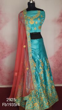 Heavy embroidered lehenga in beautiful turquoise colour
