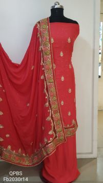 Party wear hot red unstitched suit