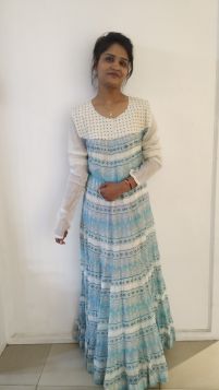 Beautiful casual wear long printed cotton dress