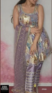 Short Frock (banarasi geoergette and silk pent and dupatta)