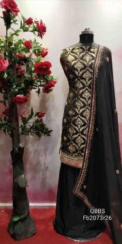 BLACK BANARSI SILK SUIT SUIT WITH HEAVY DUAPPATTA