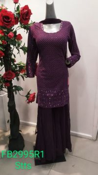 WINE TRENDY COLOURED SHARARA SUIT