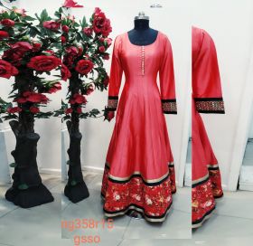 DARK PEACH ANARKALI DRESS PARTY WEAR