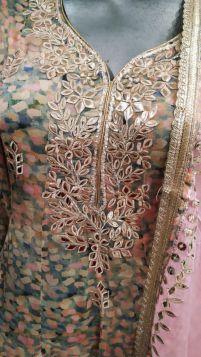 GEORGETTE PARTY WEAR SHARARA SUIT WITH LONG PEPLUM STYLE