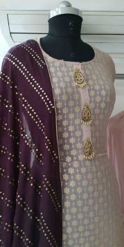 VERY BEAUTIFUL CONTRAST SEMI STITCHED SHARARA SUIT IN LAVENDER COLOUR