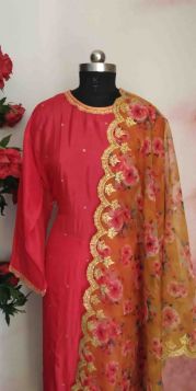 PARTY WEAR SEMI STITCHED SUIT WITH TISSUE DUPATTA