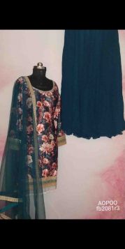 PEACOCK PRINTED VELVET BASED SHARARA SUIT