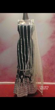 DESIGNER GOTTA PATTI WORKED BOTTLE GREEN SHARARA SUIT