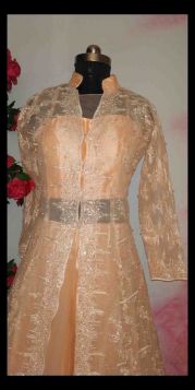 PEARL WORK ON NET JACKET STYLE DRESS