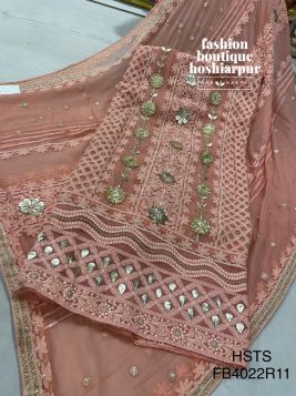 GEORGETTE LAKHNAVI STYLE PARTY WEAR UN STITCHED GOTTA PATTI WORKED SUIT IN 3 COLOURS