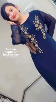 BLACK GEORGETTE STYLISH LONG DRESS WITH NECK CU-DANA EMBROIDERY